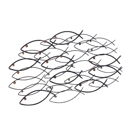 39" Dark Gray Metal Coastal Fish Wall Décor